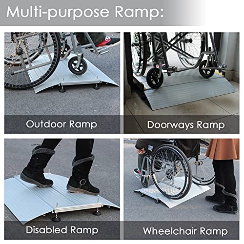 LSMK Rampa Rampas Rampa Puente para Silla De Ruedas, Rampa De Umbral De Aluminio para Puerta De Doble Acristalamiento, Entrada Antideslizante con Pie De Apoyo, para Scooters De Movilidad