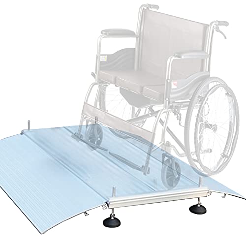 LSMK Rampa Rampas Rampa Puente para Silla De Ruedas, Rampa De Umbral De Aluminio para Puerta De Doble Acristalamiento, Entrada Antideslizante con Pie De Apoyo, para Scooters De Movilidad