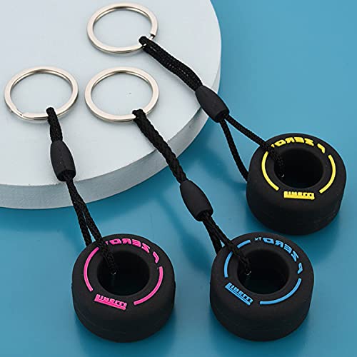 LuLyL Mini 3 piezas llavero de goma para neumáticos llavero de rueda creativo colgante personalizado llavero de goma suave accesorios de decoración de coche