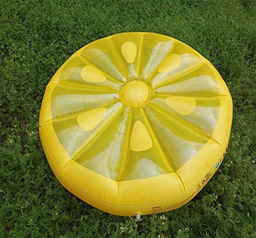 LUXMAX Divertida Agua Inflable Redondo Fila de limón Hamaca Sofá Cama Recliner Fila Cama de Montaje de Cama Diámetro 150 cm / 1.6kg Pool Floats