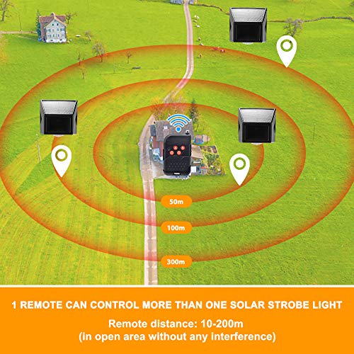 Luz estroboscópica solar con detector de movimiento, Achort ETFE luz de alarma solar con mando a distancia, 129 db de sonido, sirena de seguridad, IP65 impermeable, para casa, granja, granero, villa