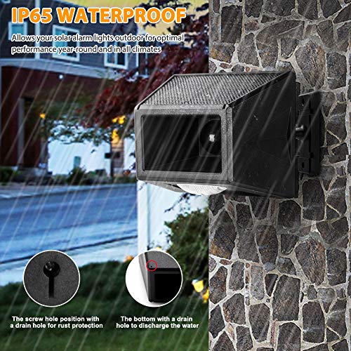 Luz estroboscópica solar con detector de movimiento, Achort ETFE luz de alarma solar con mando a distancia, 129 db de sonido, sirena de seguridad, IP65 impermeable, para casa, granja, granero, villa