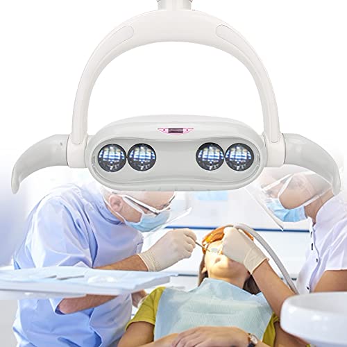 Luz LED dental oral, lámpara sin sombras de inducción LED de 4 chips, ajuste de brillo y ángulo de soporte, luz de funcionamiento LED para sillón dental(22mm)