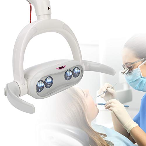 Luz LED dental oral, lámpara sin sombras de inducción LED de 4 chips, ajuste de brillo y ángulo de soporte, luz de funcionamiento LED para sillón dental(22mm)