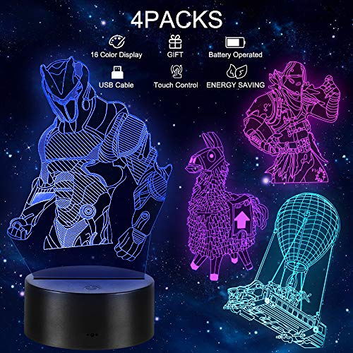 Luz nocturna LED 3D de Fortnite con mando a distancia y 16 colores, lámpara de estado de ánimo, cumpleaños, Navidad, idea de regalo, decoración para niños, adolescentes y amigos