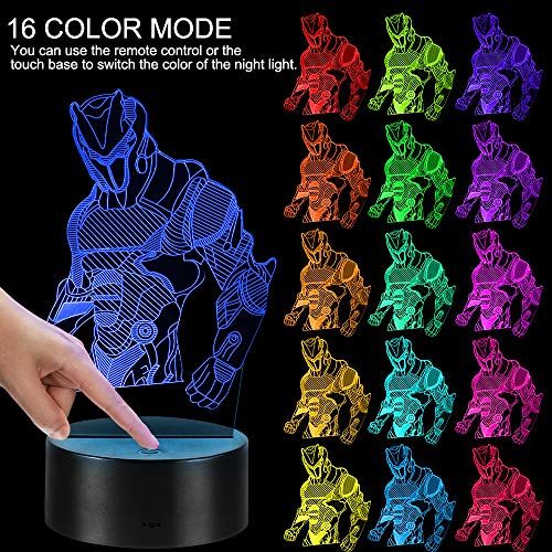 Luz nocturna LED 3D de Fortnite con mando a distancia y 16 colores, lámpara de estado de ánimo, cumpleaños, Navidad, idea de regalo, decoración para niños, adolescentes y amigos