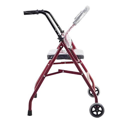 LXDDJZXQ Andador para Ancianos Walker, Andador Plegable con Ruedas con Asiento Doble reposabrazos Old Walker Trípode 65 × 63 × 77 (87) cm Silla de Ruedas