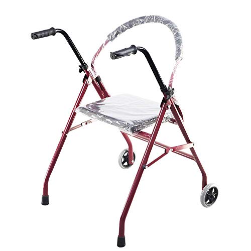 LXDDJZXQ Andador para Ancianos Walker, Andador Plegable con Ruedas con Asiento Doble reposabrazos Old Walker Trípode 65 × 63 × 77 (87) cm Silla de Ruedas