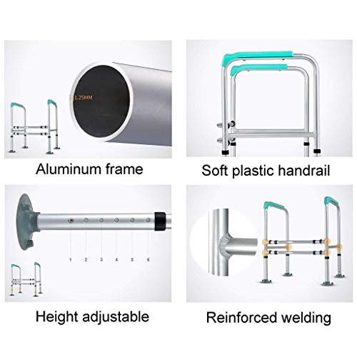 LXDDJZXQ Walker, barandilla Universal para Inodoro, Marco de Seguridad, Marco de Aluminio, Mango de Seguridad, Altura y Ancho Ajustable, Barra de Agarre para Inodoro