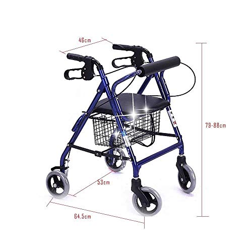 LXDDJZXQ Walker, Plegable Andador de rodillos con cerradura de asiento de freno palanca de aleación de aluminio viejo pedal de compras booster carrito de compras carrito de la compra carrito