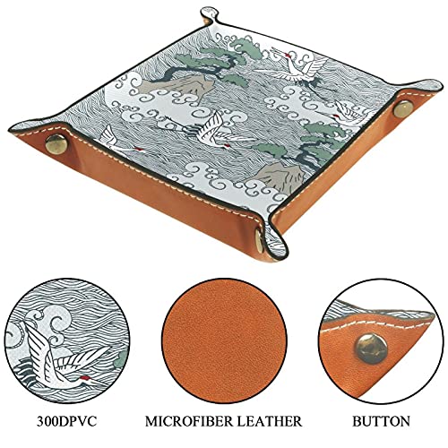 LXYDD Caja de Almacenamiento Multiusos con Bandeja Valet de Cuero Organizador de bandejas Se Utiliza para almacenar pequeños Accesorios,grua