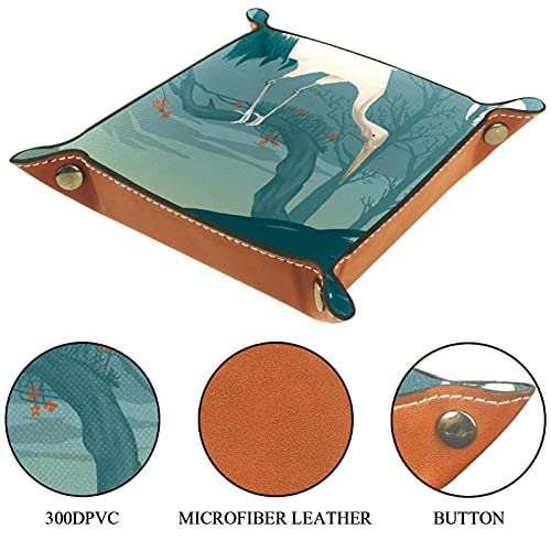 LXYDD Caja de Almacenamiento Multiusos con Bandeja Valet de Cuero Organizador de bandejas Se Utiliza para almacenar pequeños Accesorios,grúas