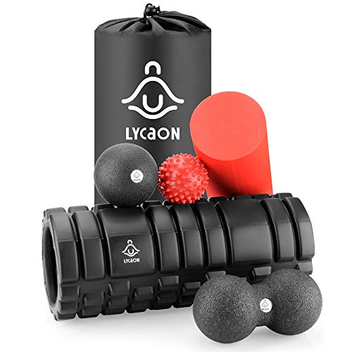 LYCAON Rodillo de Espuma 6Pcs incluyendo E-Book para la recuperación Muscular del Tejido Profundo/Liberación miofascial/Pilates/Yoga/Crossfit/Fitness (Rojo)