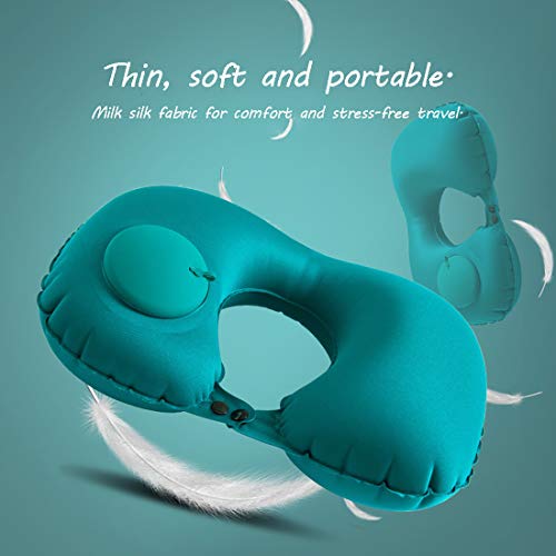 LYN Almohada de Viaje Inflable de 2 Paquetes, Almohada de Cuello en Forma de U Cómoda y Suave Tela,for Avión, Coche, casa, Oficina, con Bolsa de Polvo