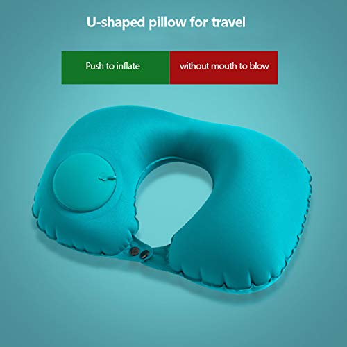 LYN Almohada de Viaje Inflable de 2 Paquetes, Almohada de Cuello en Forma de U Cómoda y Suave Tela,for Avión, Coche, casa, Oficina, con Bolsa de Polvo