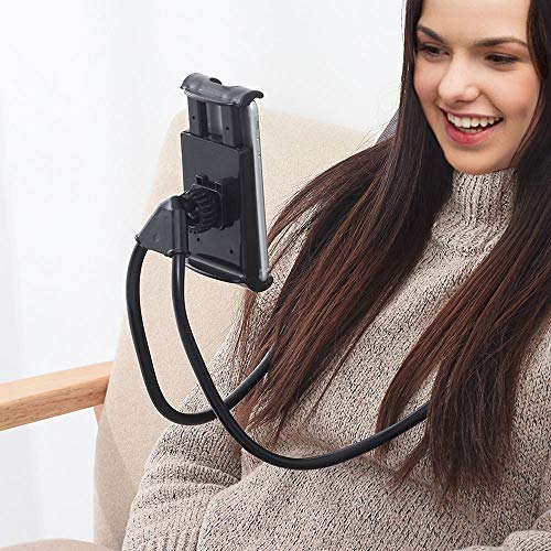 LYTIVAGEN Soporte para Teléfono Celular que Cuelga en el Cuello, Flexible 360 grados de rotación del soporte del móvil, Universal Cuello Soporte para Móvil, Tablet, Smartphone (Negro)