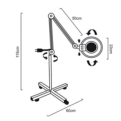 Maclean Energy MCE152 Lámpara Cosmética con Ruedas y una Lupa 5DPI Precisa Luz de Trabajo Estética