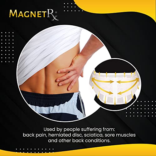 MagnetRX® Faja Lumbar Terapéutica con Imanes de Magnetoterapia– Soporte Lumbar Ortopédico para el Dolor de Espalda Alivio de la Ciática Lumbago – Cinturón Lumbar para Hombres y Mujeres (Large)