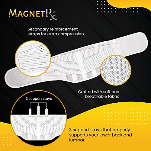 MagnetRX® Faja Lumbar Terapéutica con Imanes de Magnetoterapia– Soporte Lumbar Ortopédico para el Dolor de Espalda Alivio de la Ciática Lumbago – Cinturón Lumbar para Hombres y Mujeres (Large)