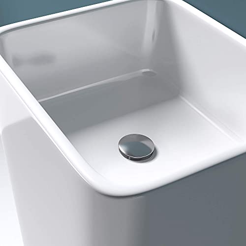 Mai & Mai Lavabo de Pie 40x35x82cm Lavabo Pedestal de Resina Sintética Blanca Rectangular con Orificio para Grifo Lavabo con Rebosadero Col31