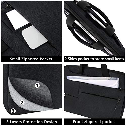 Maletin Ordenador Portatil 15,6 Pulgadas Hombre Mujer Bolso Bandolera Impermeable para portátiles Protectora Compatible Trabajo Grande Bolsa Gris Negro