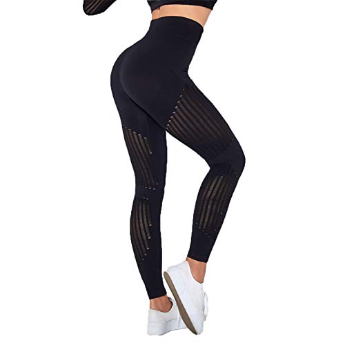 Mallas de Deporte de Mujer, De las mujeres de cintura alta Scrunch Butt Lift flexión de la energía polainas flacas sin soldadura de malla transpirable pantalones de la yoga Gym Fitness Sport medias Pa