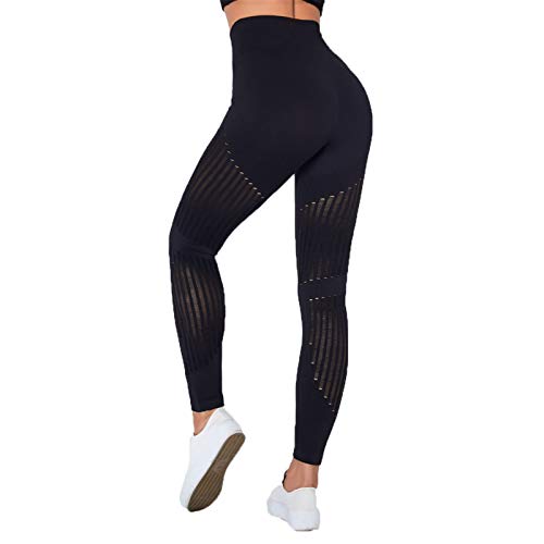 Mallas de Deporte de Mujer, De las mujeres de cintura alta Scrunch Butt Lift flexión de la energía polainas flacas sin soldadura de malla transpirable pantalones de la yoga Gym Fitness Sport medias Pa