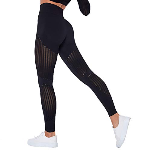 Mallas de Deporte de Mujer, De las mujeres de cintura alta Scrunch Butt Lift flexión de la energía polainas flacas sin soldadura de malla transpirable pantalones de la yoga Gym Fitness Sport medias Pa