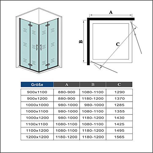 Mamparas de Ducha Angular Doble Puerta Plegable 6mm Antical 76x76x185cm