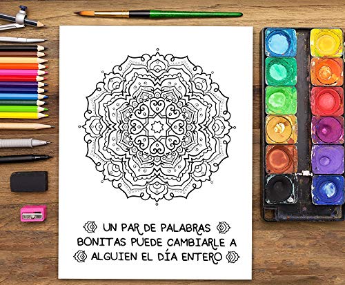 Mandalas para practicar mindfulness: Un libro de colorear para adultos: 37 páginas antiestrés con citas inspiradoras y motivadoras para la relajación, el alivio del estrés y la cromoterapia