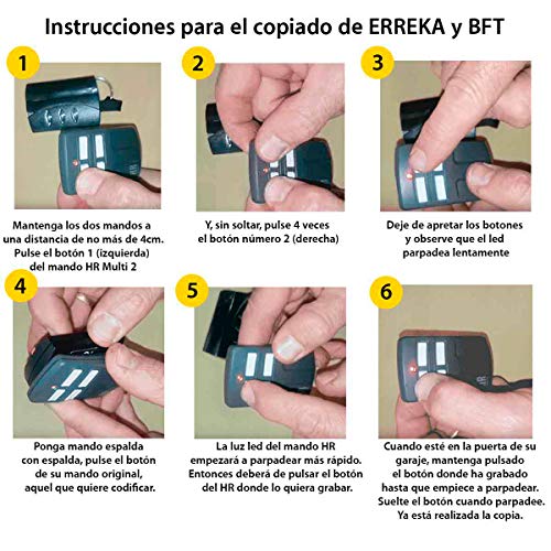 Mando Garaje Universal Multifrecuencia HR Matic Multi 2 Compatible Frecuencias 433 hasta 868MHz Código Fijo Y Variable Unifica 4 Mandos Distintos En 1