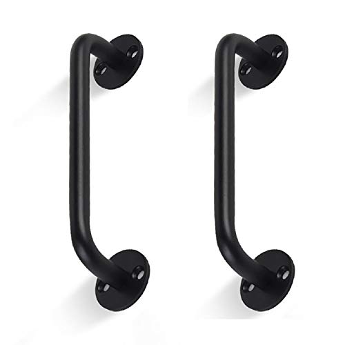 Manija tubular para puerta de granero, pasamanos de escalera negro, pasamanos de puerta corrediza, puerta, garaje (2 piezas)