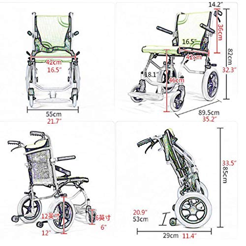 Manual de Ruedas móviles Sillas de Ruedas para minusválidos en Silla de Ruedas de Aluminio Plegable Walker Ligero Plegable portátil Silla de Ruedas Transporte Carrito Walker