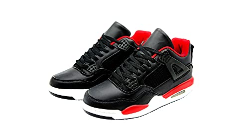 Mapleaf Baloncesto Zapatillas Hombre Deportivas Bebe Niño Adolescentes Fitness Ejercicio Running Zapatos Fútbol Tennis Gimnasio Andar Trail Trabajo Casuales Sneakers Deportivos Negro Rojo Talla 38