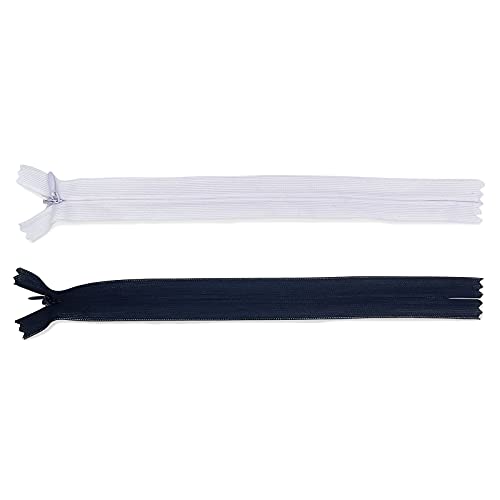 MARARDI Pack de 10 Cremalleras Invisibles [Blanco y Negro] de Nailon 22cm (9 Pulgadas) para Costura y Manualidades Perfecto para Confeccionar Ropa Bolsos Estuches