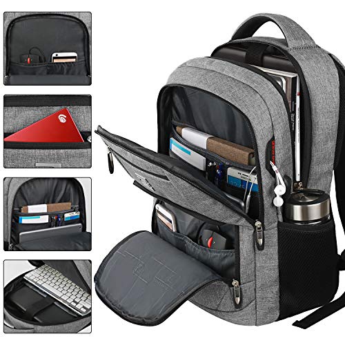 marcello Mochilas Escolares Bolso de Escuela Adolescente Mochila Hombre Mochila Mujer,Mochila antirrobo Impermeable,Mochila para portátil Multiusos Daypacks con Puerto de Carga USB (15,6" Gris)