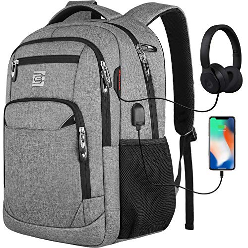 marcello Mochilas Escolares Bolso de Escuela Adolescente Mochila Hombre Mochila Mujer,Mochila antirrobo Impermeable,Mochila para portátil Multiusos Daypacks con Puerto de Carga USB (15,6" Gris)