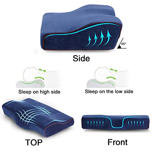 MARSACE Almohada Viscoelastica Almohada Cervical con Altura Ajustable Transpirable Lavable Hipoalergénico Mejorar Sueño Forma Ergonómica Adecuada para Todos los Durmientes 50 * 30 * 10/6cm - Caqui