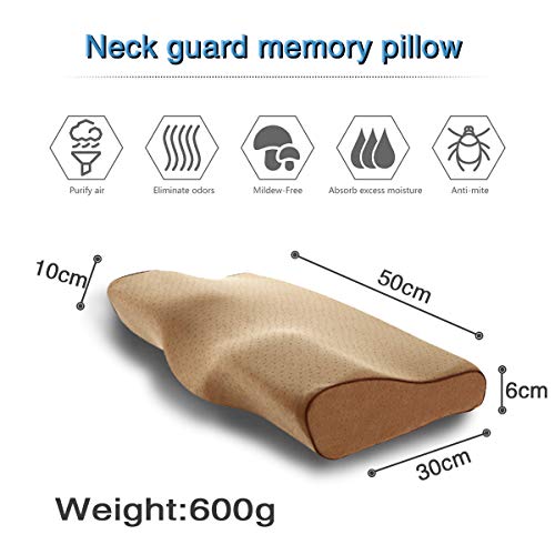 MARSACE Almohada Viscoelastica Almohada Cervical con Altura Ajustable Transpirable Lavable Hipoalergénico Mejorar Sueño Forma Ergonómica Adecuada para Todos los Durmientes 50 * 30 * 10/6cm - Caqui