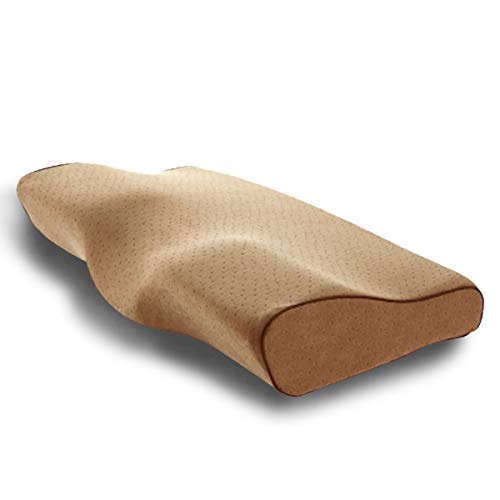 MARSACE Almohada Viscoelastica Almohada Cervical con Altura Ajustable Transpirable Lavable Hipoalergénico Mejorar Sueño Forma Ergonómica Adecuada para Todos los Durmientes 50 * 30 * 10/6cm - Caqui