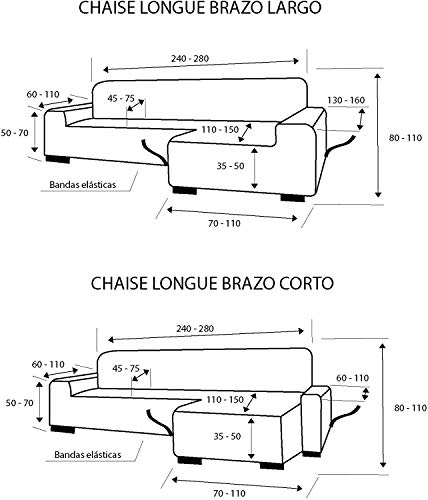 Martina Home Funda de Sofa, Antracita, Brazo derecho corto