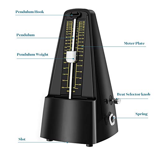 MARTISAN Metrónomo Mecánico para Piano, Bajo, Batería, Violín y Otros Instrumentos con sincronización exacta y tempo