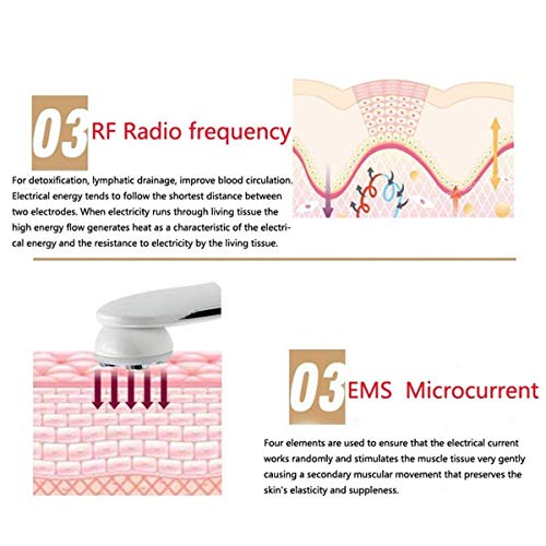 Masajeador de belleza por Ultrasonidos, 5 en 1 RF LED Facial Instrumento Multifuncional Dispositivo anti-edad Rejuvenecimiento de la piel Anti-arrugas.