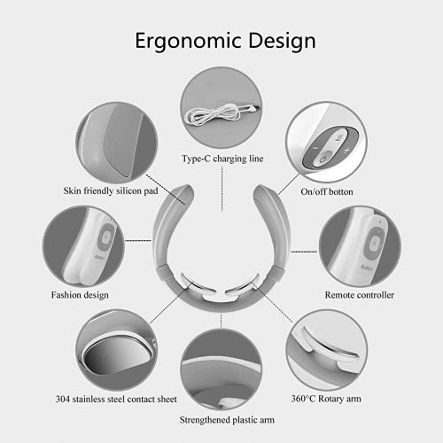 Masajeador de cuello, Masajeador de espalda inalámbrico inteligente con calor,Masajeador de cuello de pulso electromagnético, Masajeador de cuello multifunción para aliviar el dolor muscular Relajarse