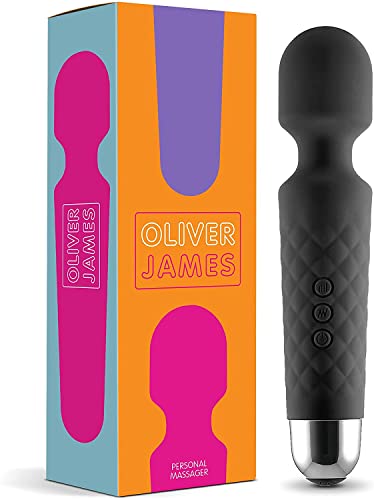 Masajeador Eléctrica Recargable Massager - Con 20 patrones de vibración y 8 velocidades - Carga por USB - de Oliver James (Negro)