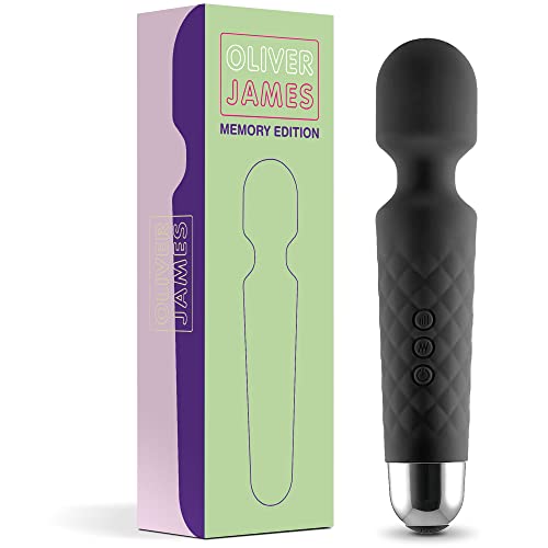 Masajeador Eléctrica Recargable Massager Edición de Memoria - Con 20 patrones de vibración y 8 velocidades - Carga por USB - de Oliver James (Negro)