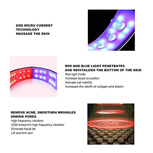 Masajeador eléctrico moldeador de cara en V - Instrumento inteligente de estiramiento facial - Máquina eléctrica para adelgazar la cara - Instrumento de máscara de luz LED para tensar la piel y antien