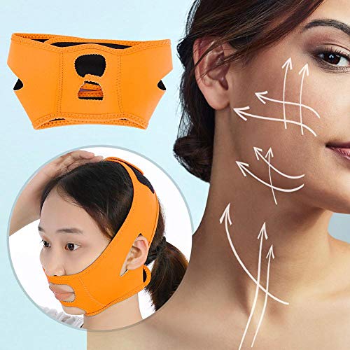 Mascarilla adelgazante facial, estiramiento facial delgado Apriete la belleza Vendaje de la piel Mentón doble Quite la línea en forma de V Cinturón de pérdida de peso(naranja)