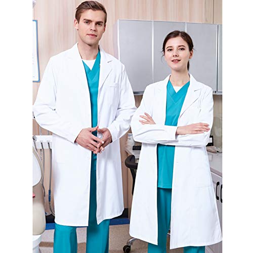 Matchwill Bata de Laboratorio/MédicoTrabajo Abrigo, Mujeres,Niños, Niñas y Hombres, Enfermera, Unisex Vestido de Algodón para Estudiantesde la Escuela,Clases de Física o Química,Cosplay