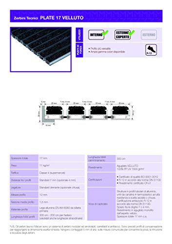 Mat.en Felpudo Tecnico Plate 17 de aluminio con rampa, antracita para entradas y exteriores, 60 x 40 cm